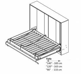 Schrankbett horizontal HB 140x200 mit Aufsatz und 2 Schrnken